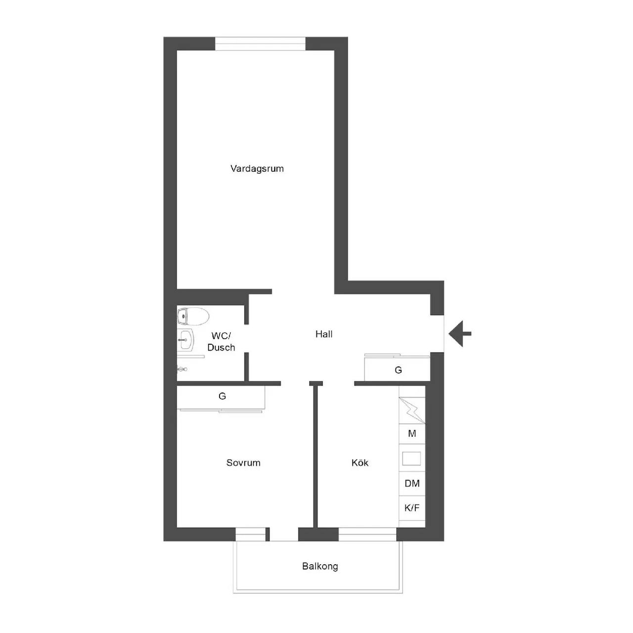 Floor plan for Wadströmsgatan 14B