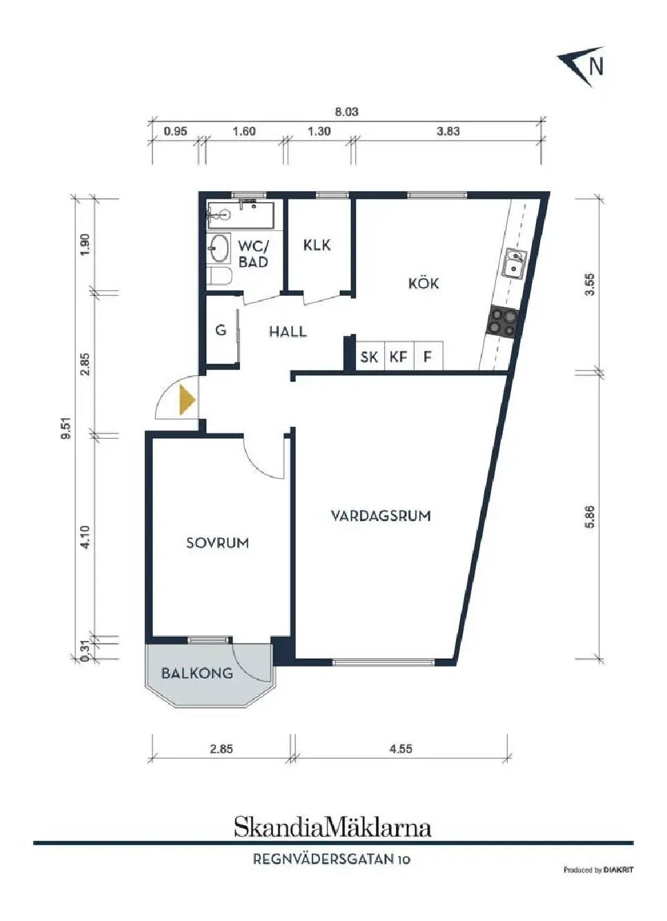 Planritning för Regnvädersgatan 10