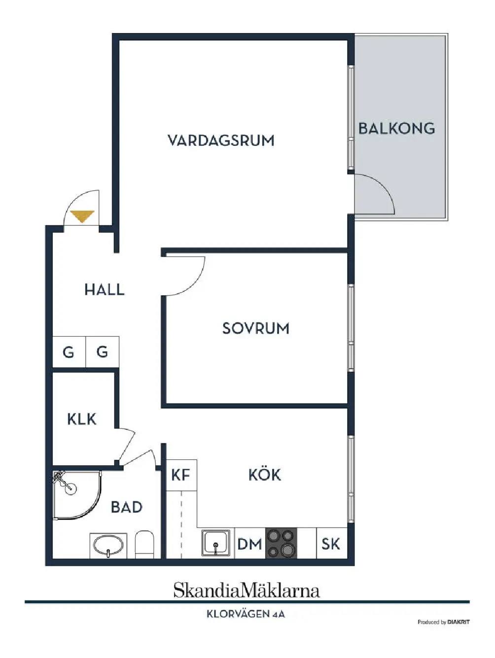 Planritning för Klorvägen 4A