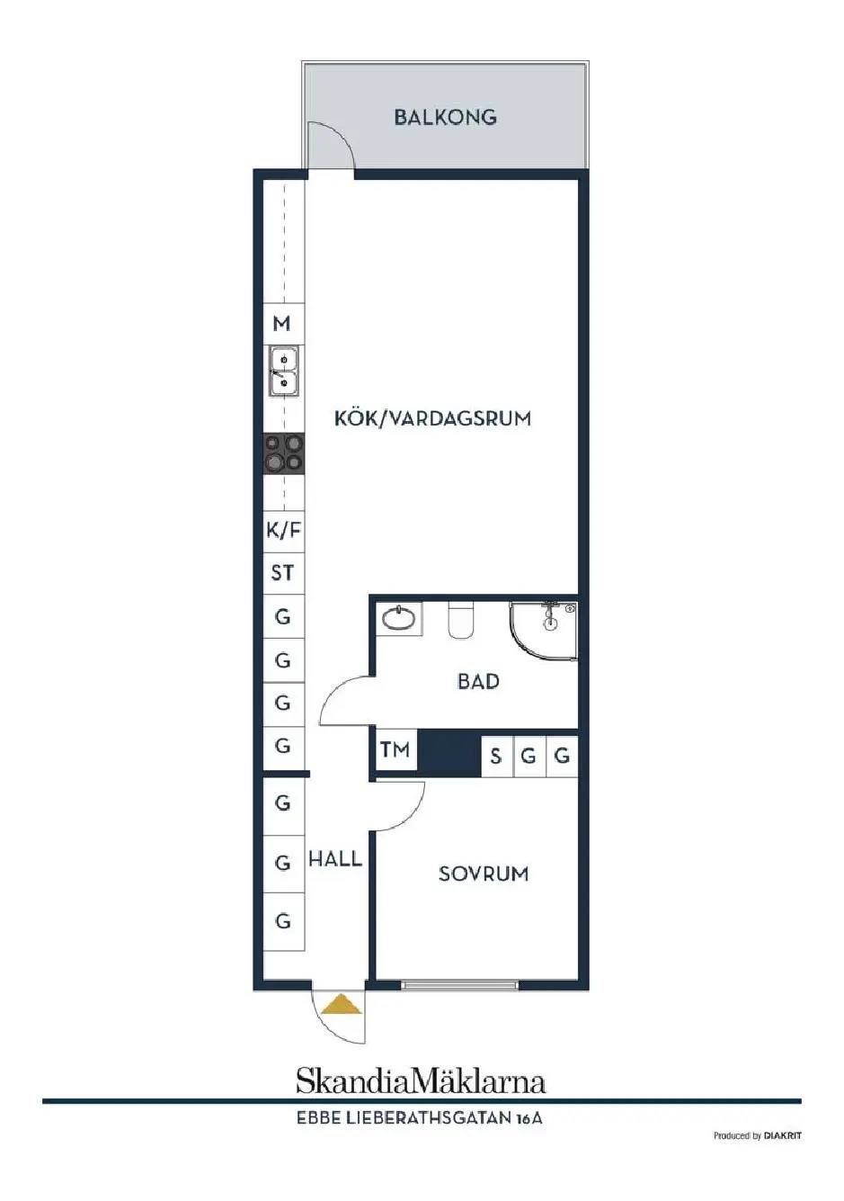 Floor plan for Ebbe Lieberathsgatan 16A