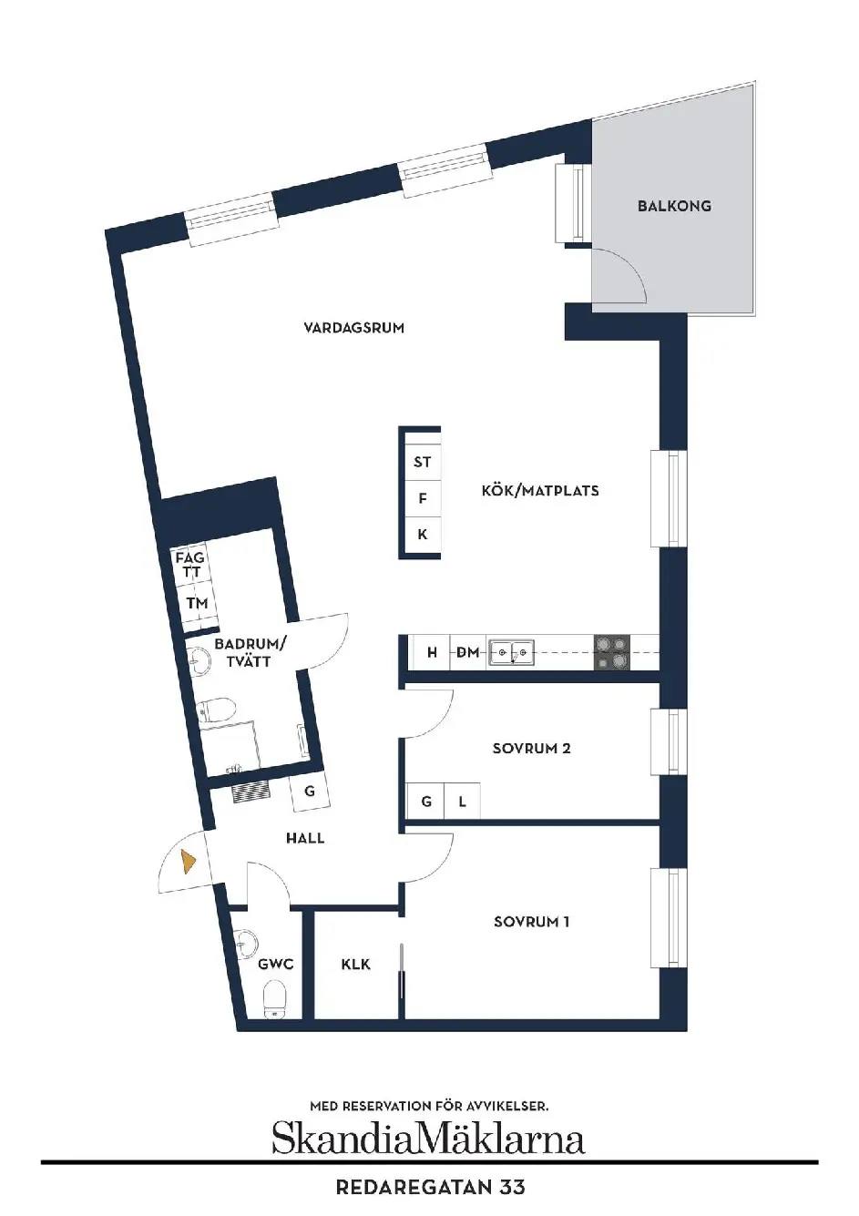 Floor plan for Redaregatan 33