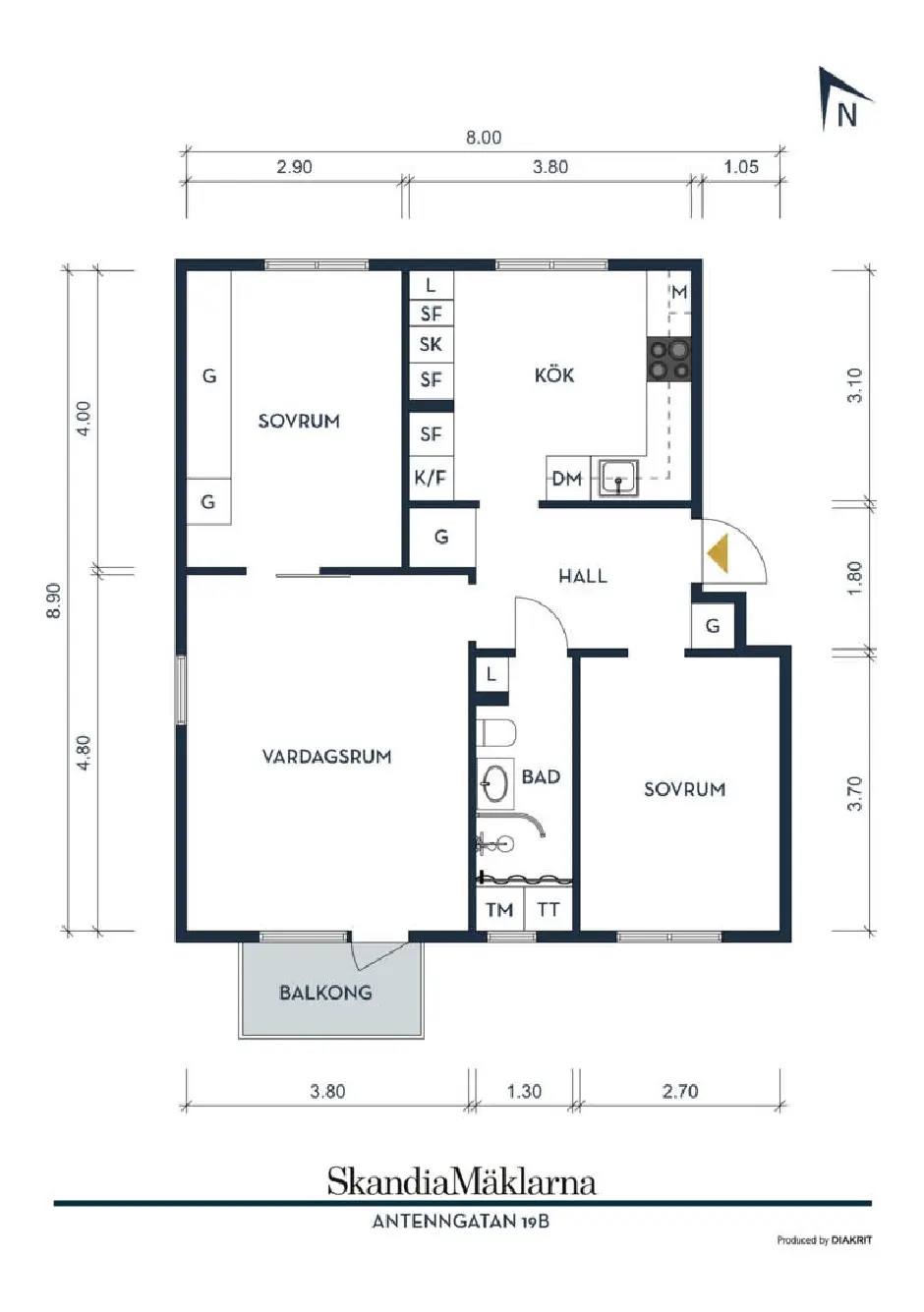 Floor plan for Antenngatan 19B