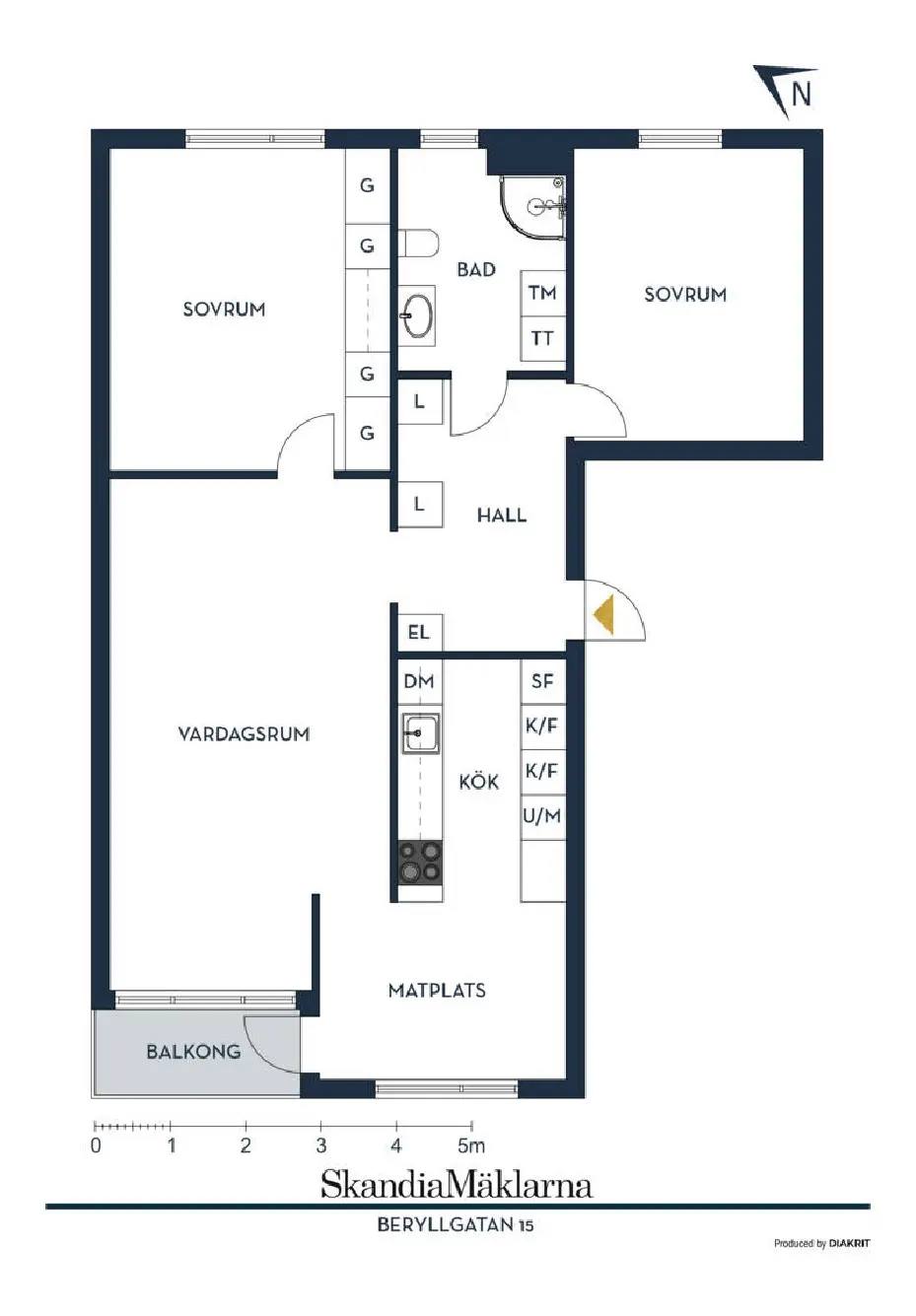 Floor plan for Beryllgatan 15