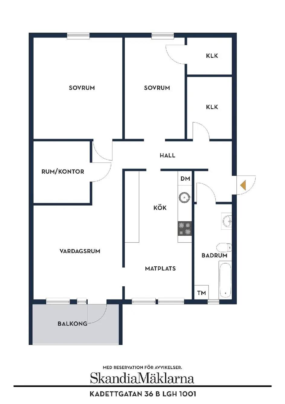 Planritning för Kadettgatan 36B