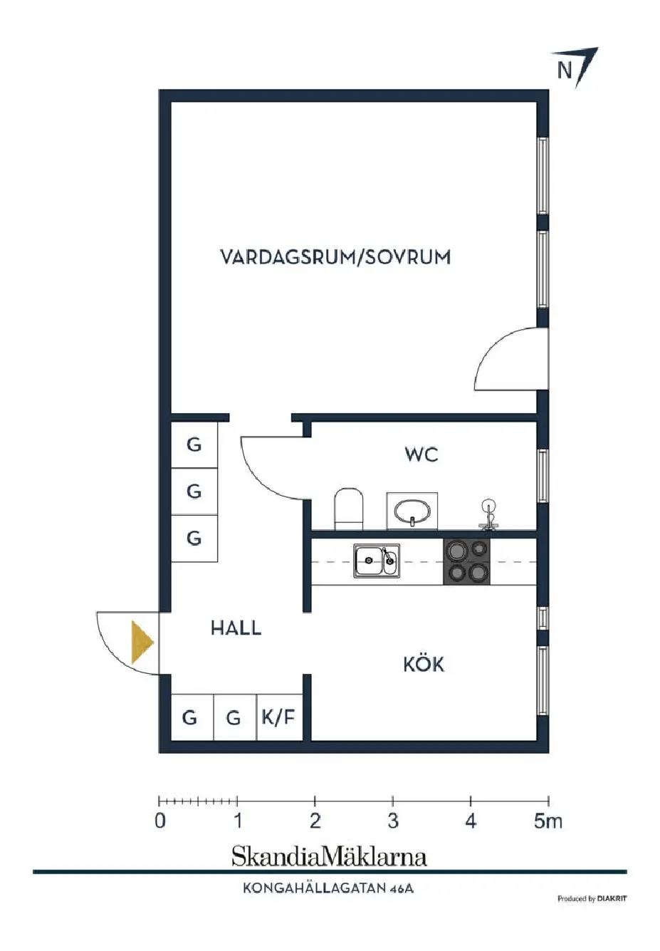 Floor plan for Kongahällagatan 46A