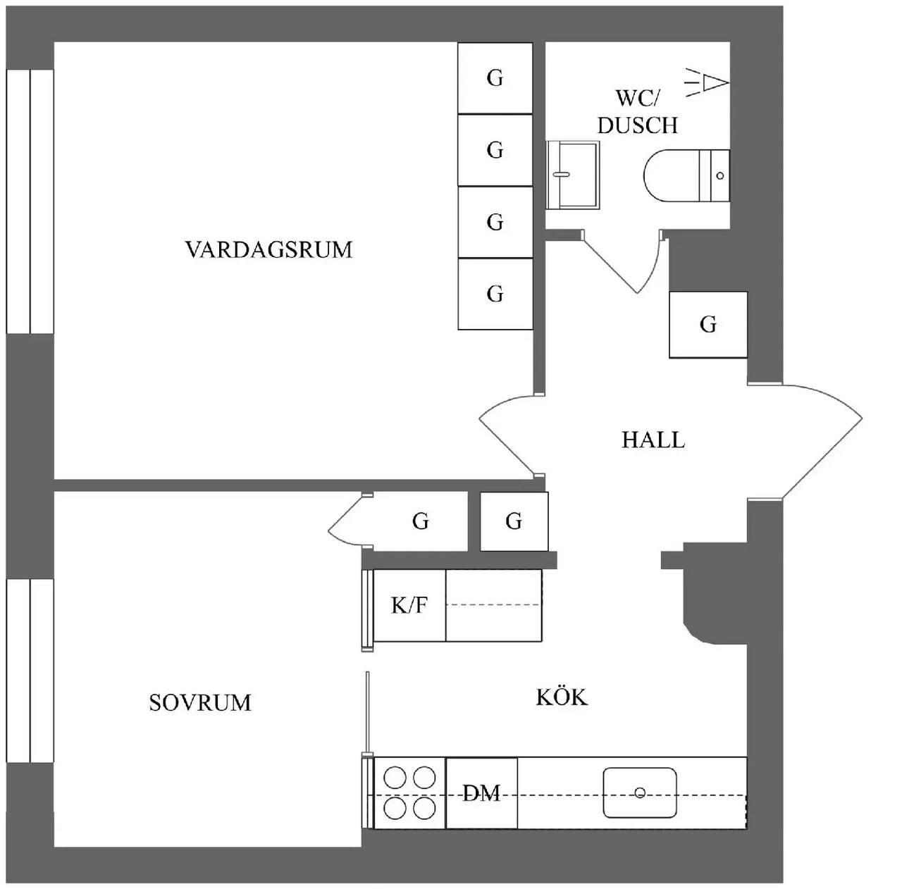 Floor plan for Von Leesengatan 3B