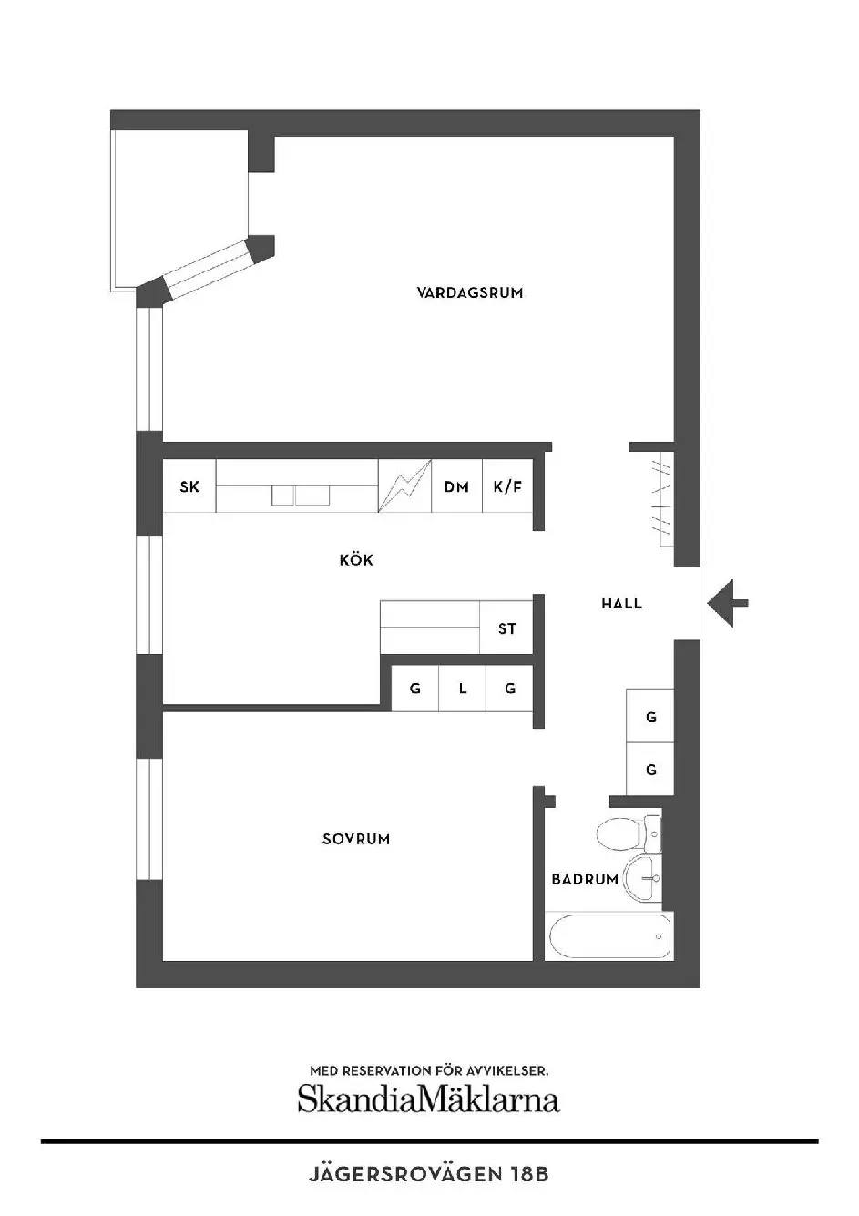 Floor plan for Jägersrovägen 18B