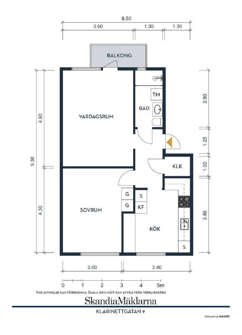 Floor plan for Klarinettgatan 9