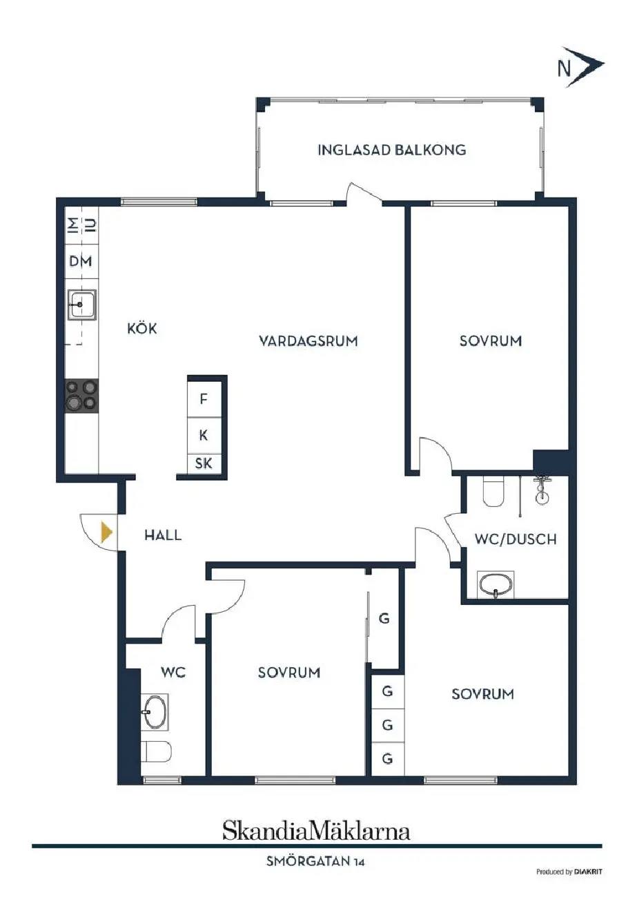 Floor plan for Smörgatan 14