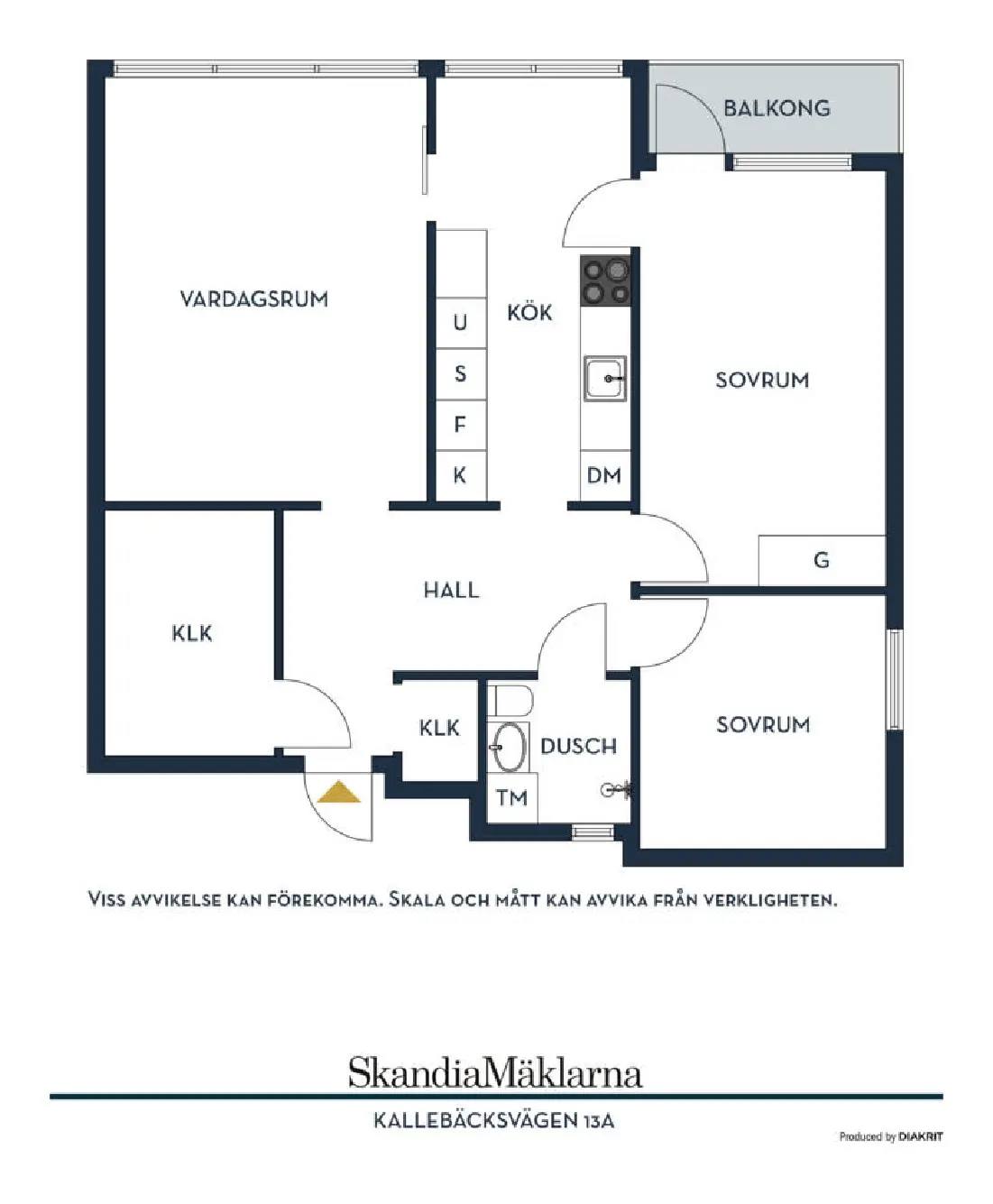Floor plan for Kallebäcksvägen 13A