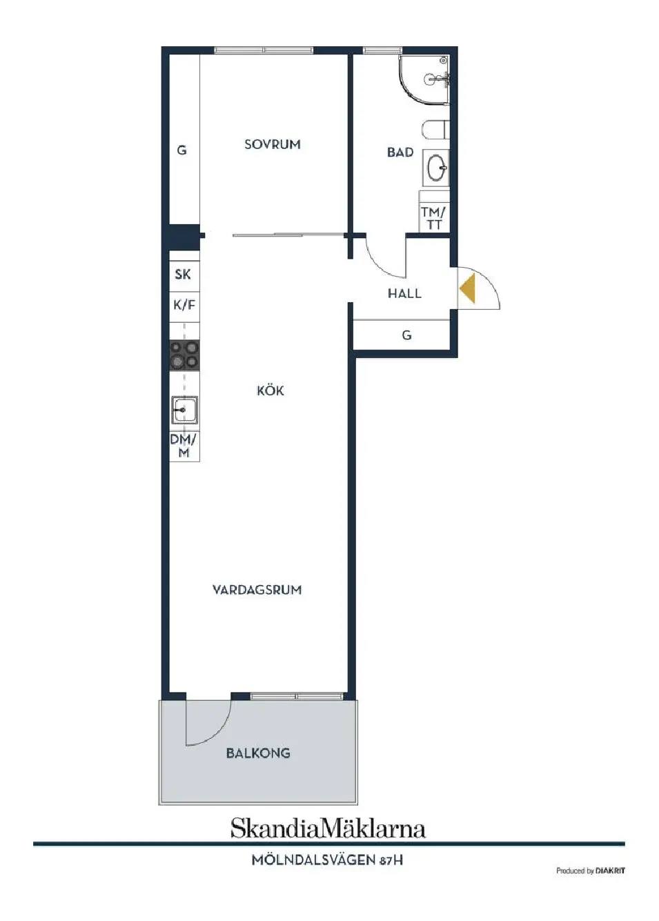 Planritning för Mölndalsvägen 87H
