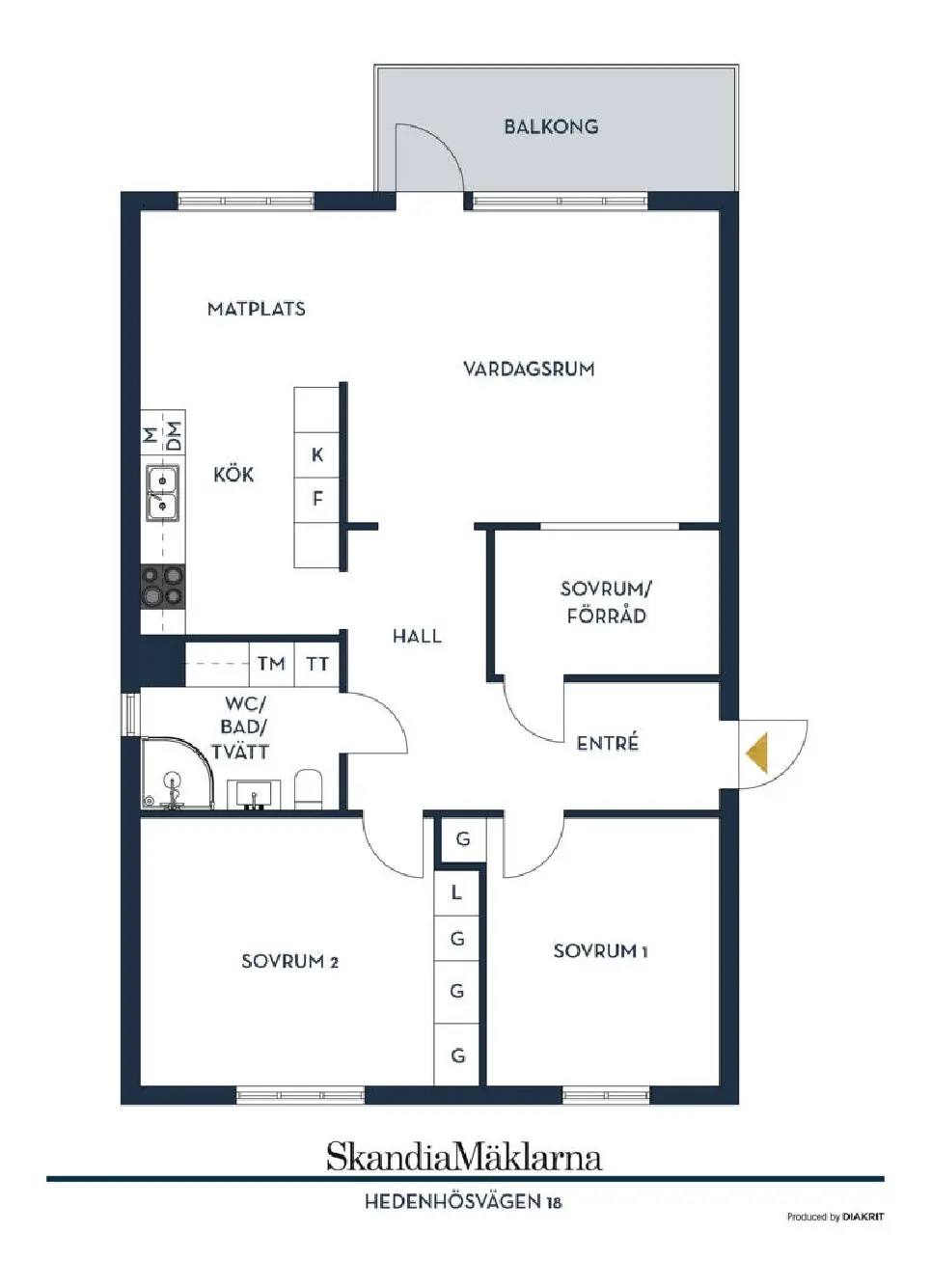Floor plan for Hedenhösvägen 18