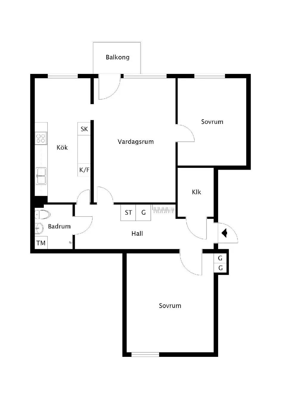 Planritning för Erik Tegels väg 27