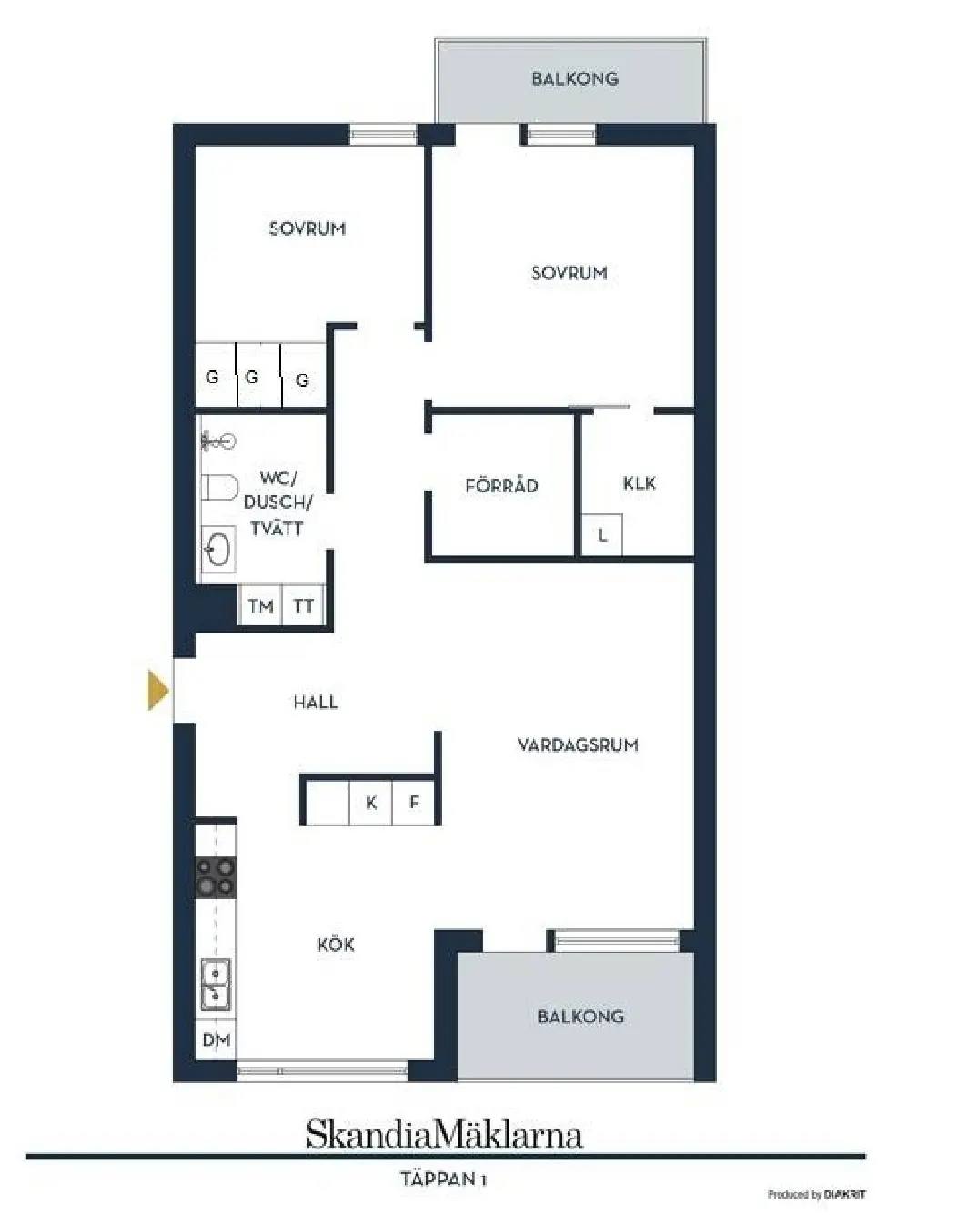 Floor plan for Täppan 1