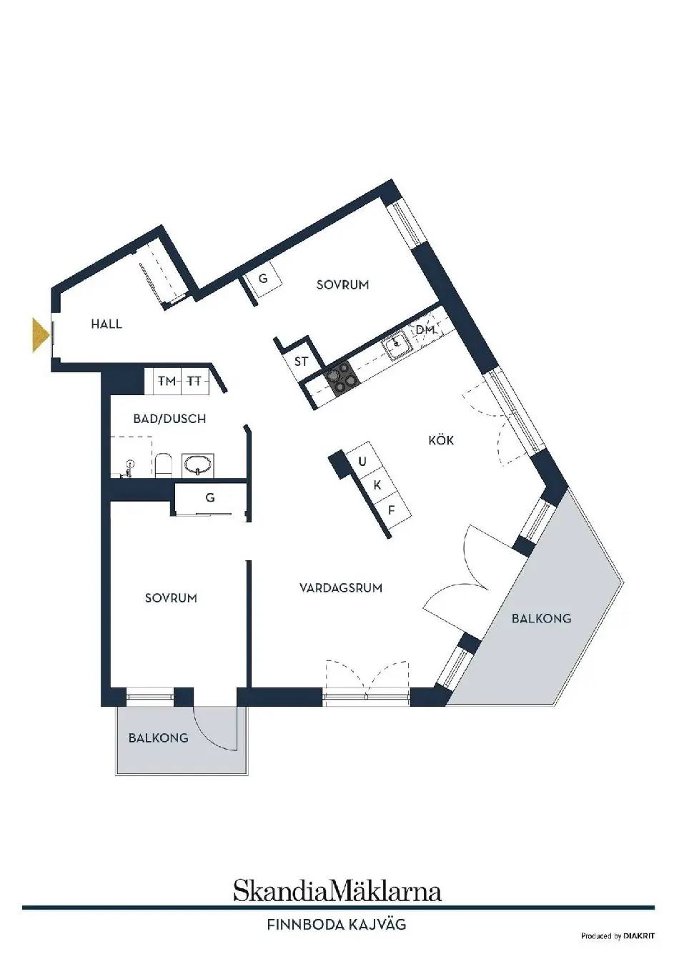 Floor plan for Finnboda kajväg 8
