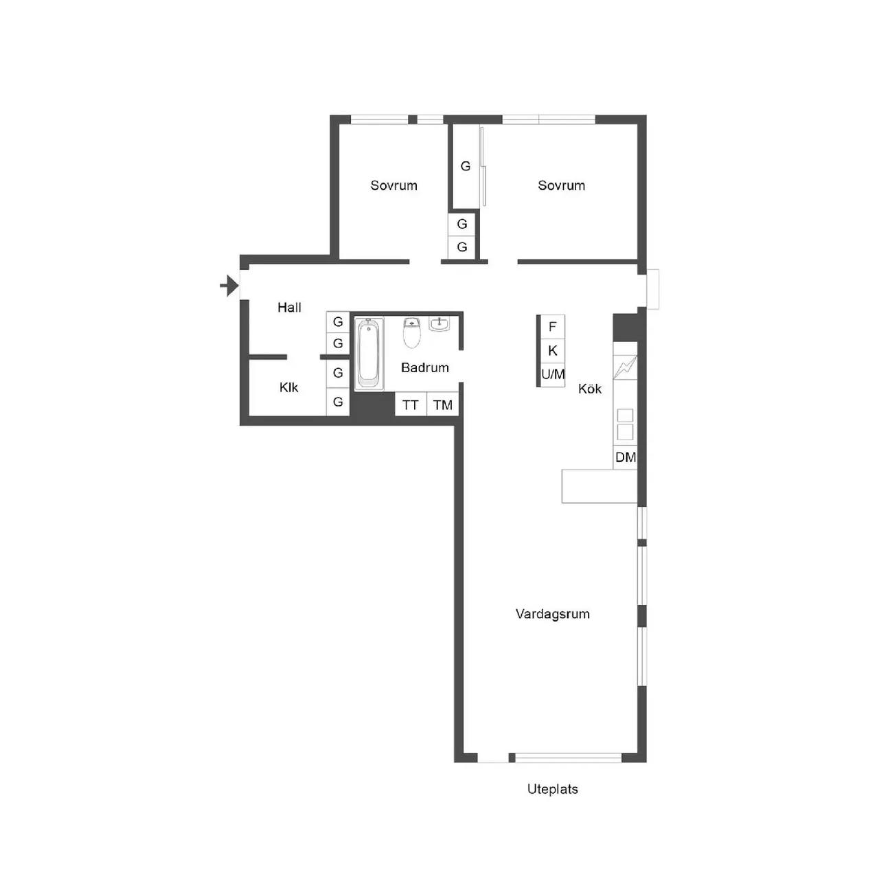 Floor plan for Ljuragatan 4A