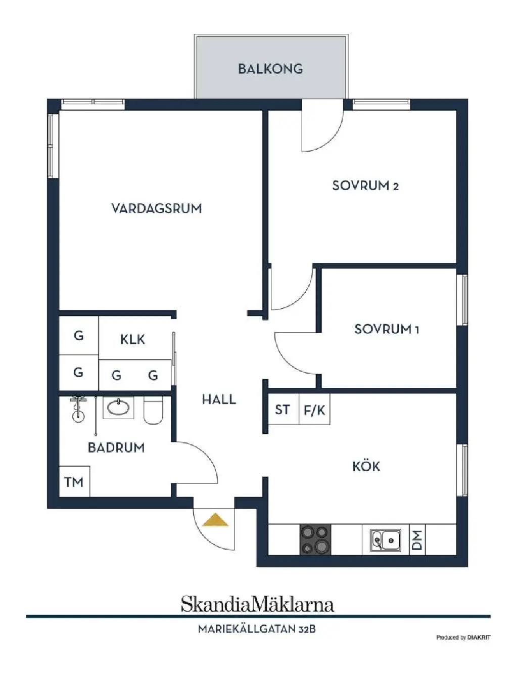 Planritning för Mariekällgatan 32B