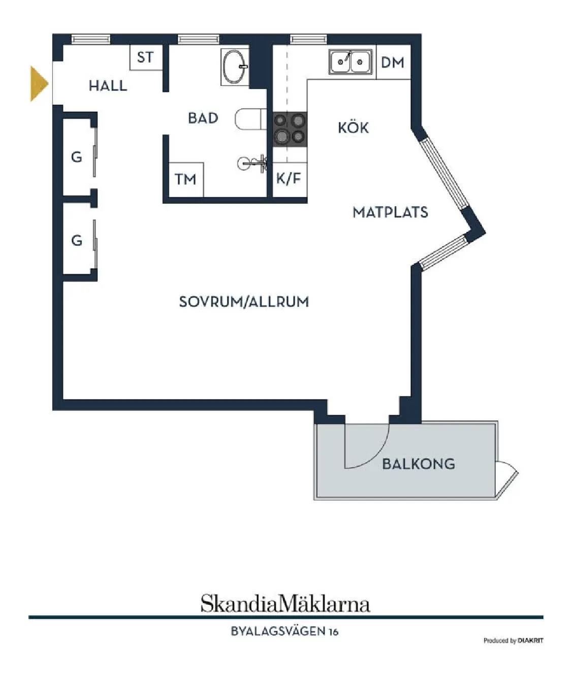 Planritning för Byalagsvägen 16