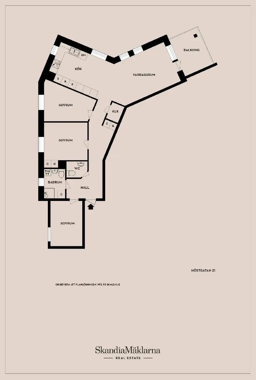 Floor plan for Höstgatan 21
