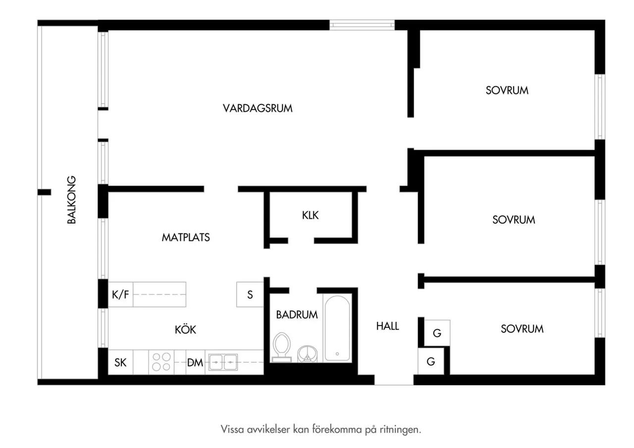Floor plan for Mellanvångsvägen 12A