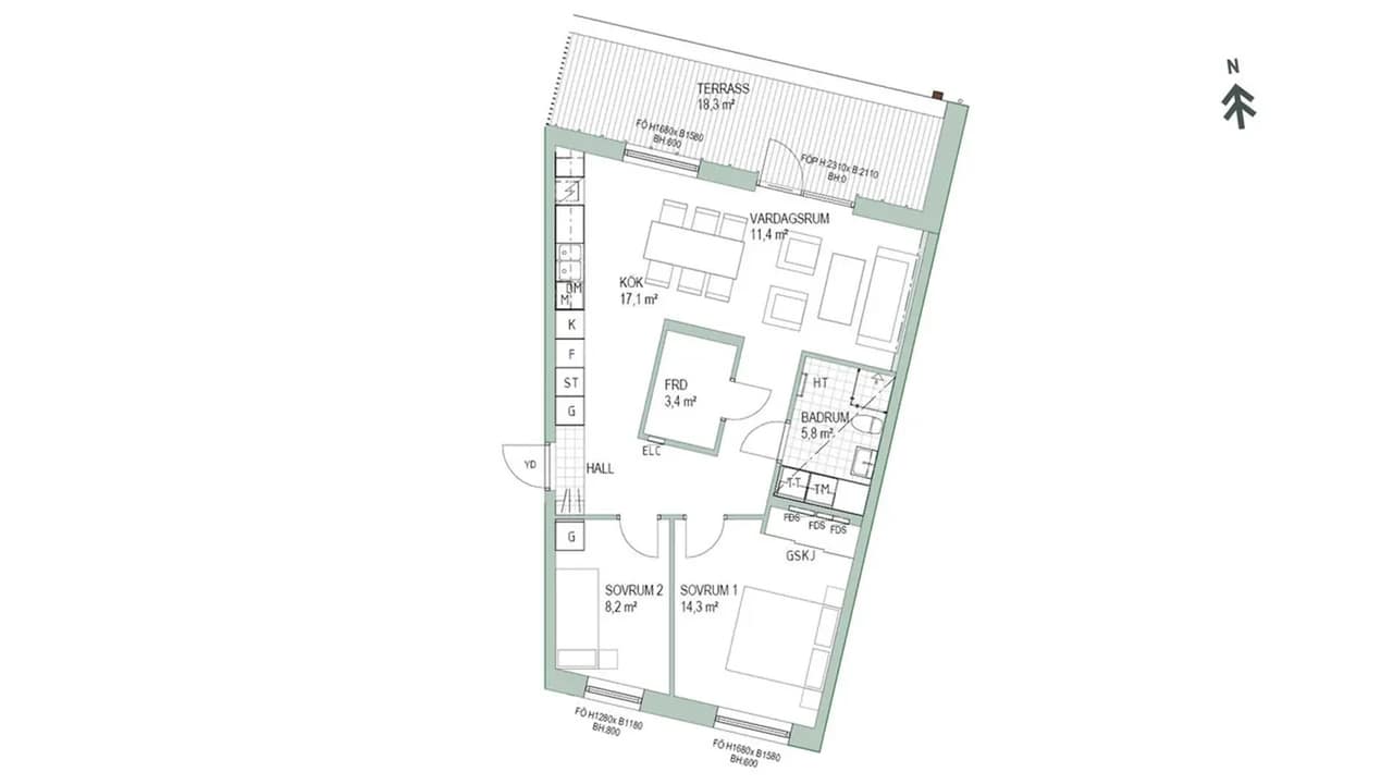 Planritning för Sjöfartsgatan 34, (1-1203)