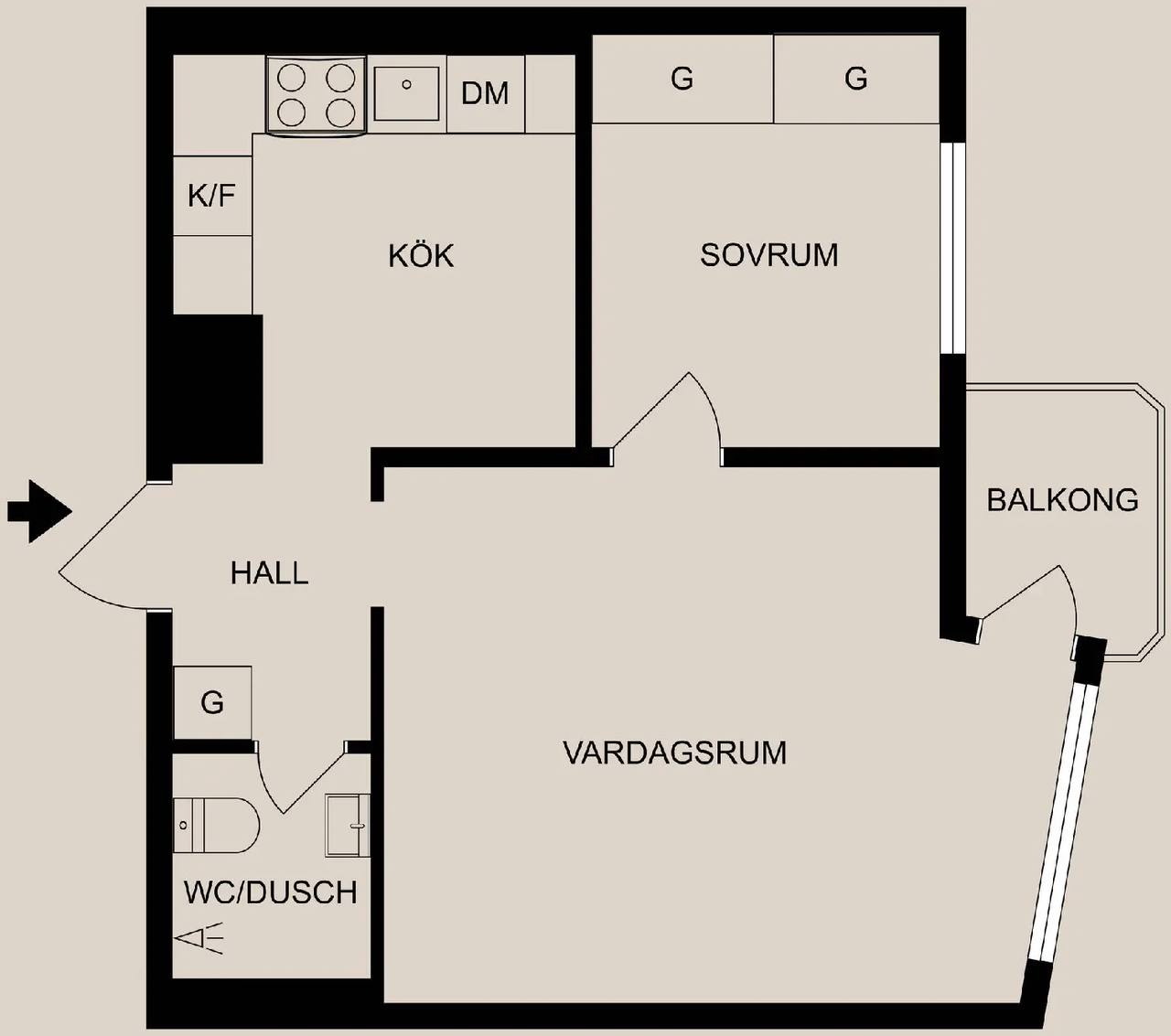Floor plan for Von Leesengatan 3B