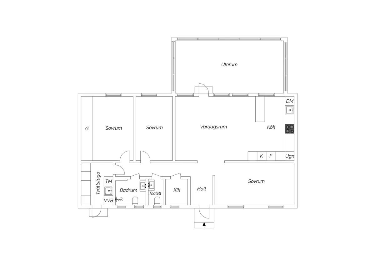 Floor plan for Hjortrongatan 18