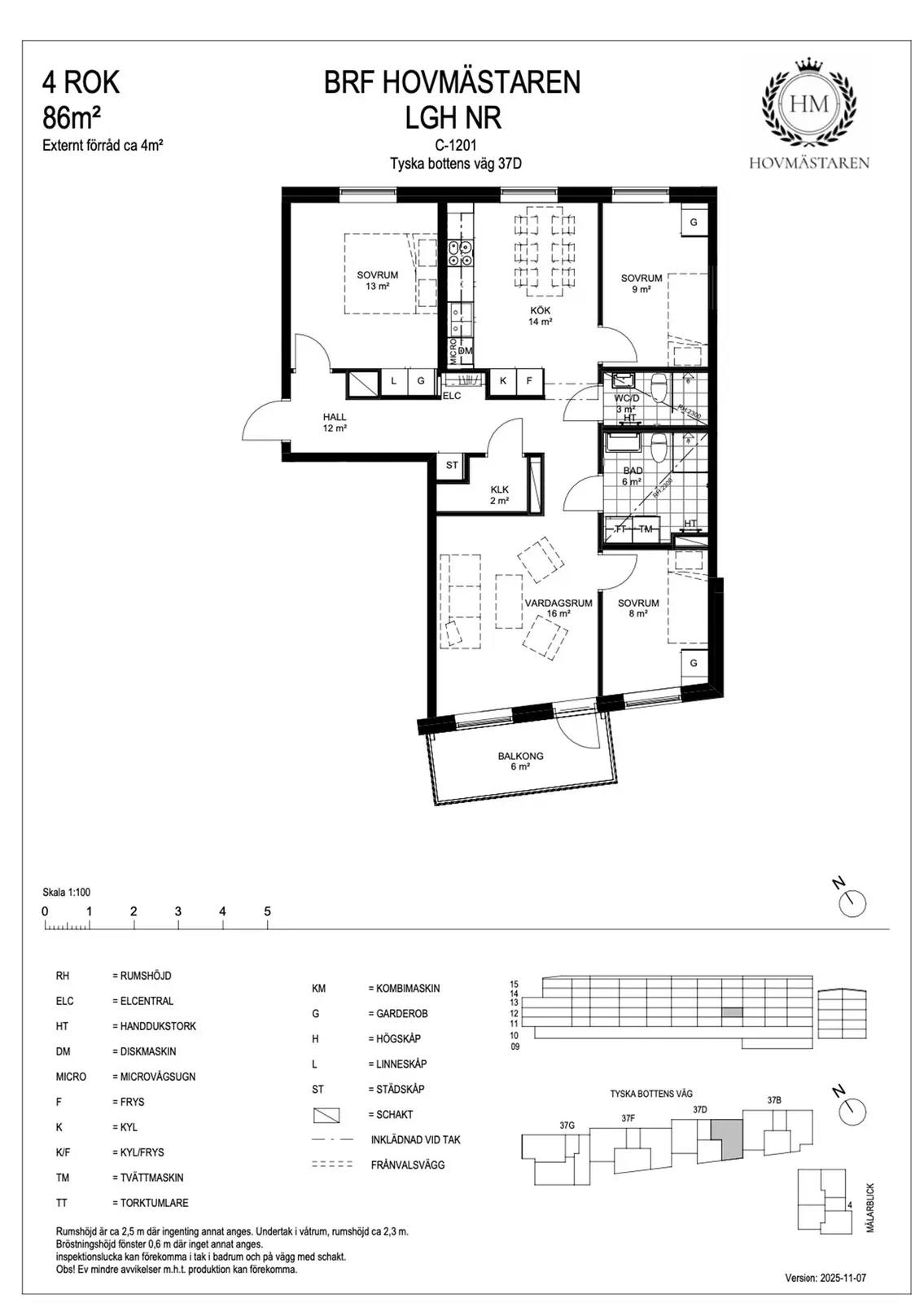 Planritning för Tyska Bottens Väg 37D, C-1201