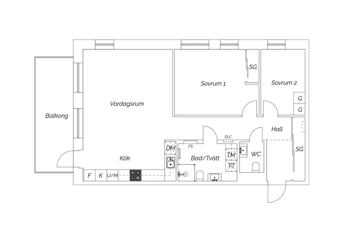Floor plan for Packhusallén 4B
