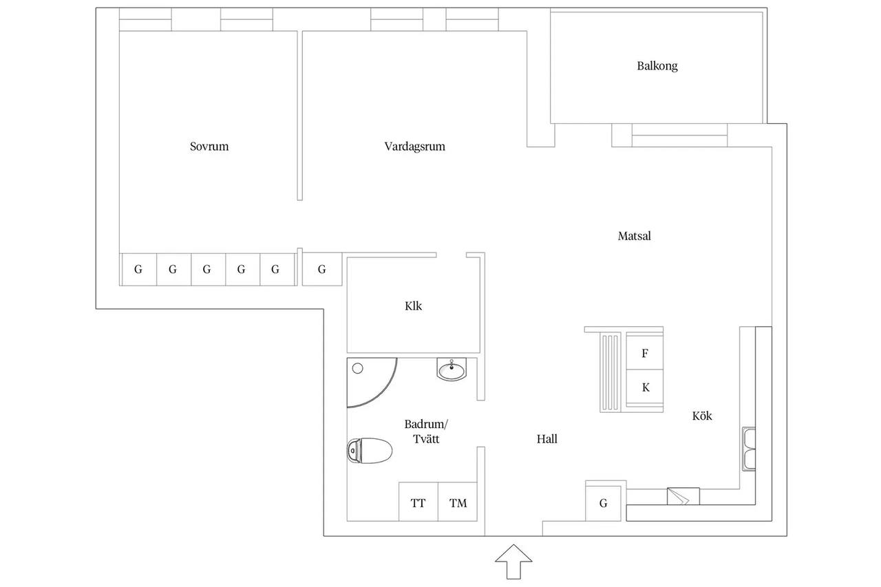 Planritning för Sagogatan 8B