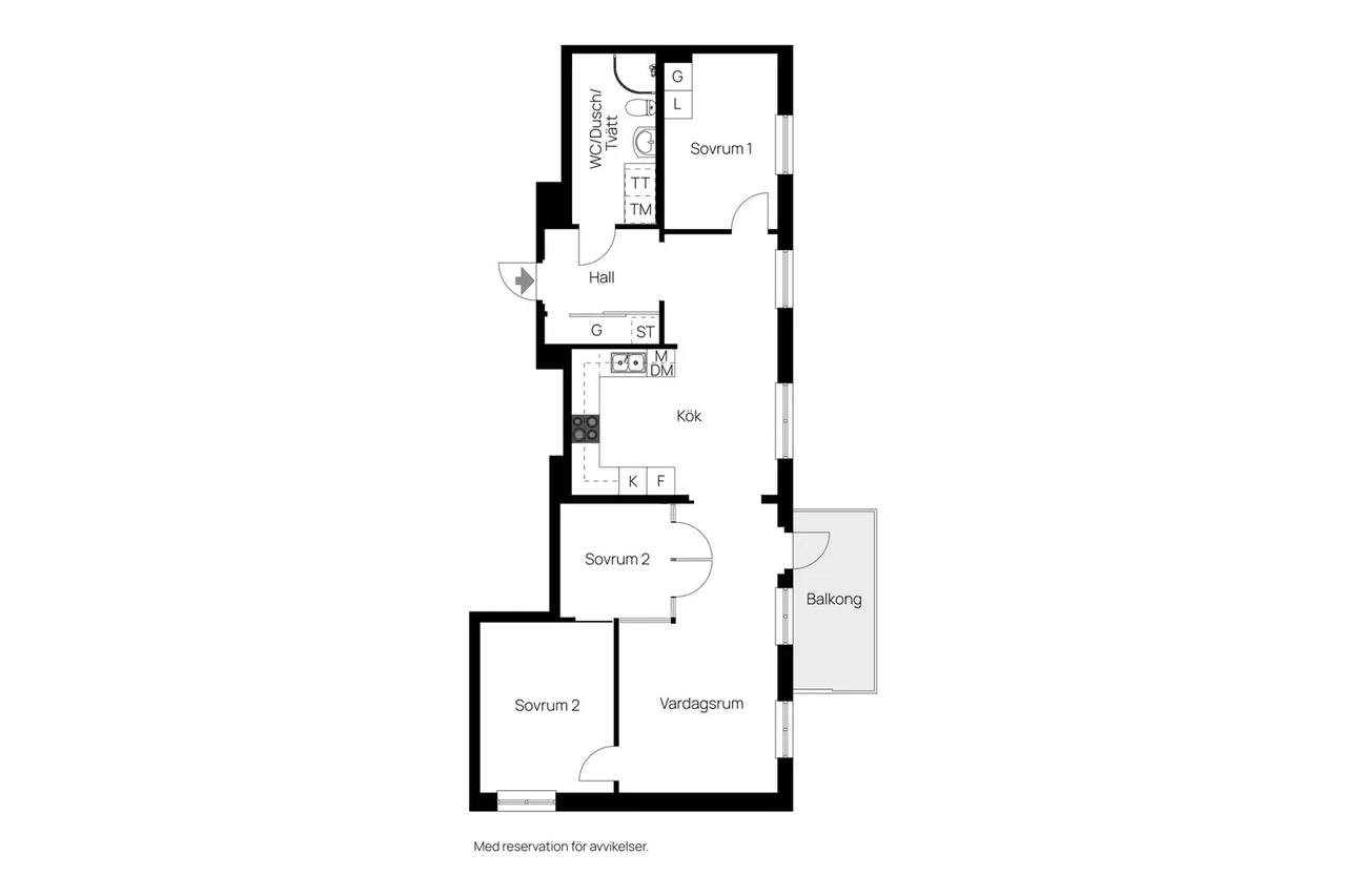Floor plan for Tomtebobarnens gata 25, vån 5/5