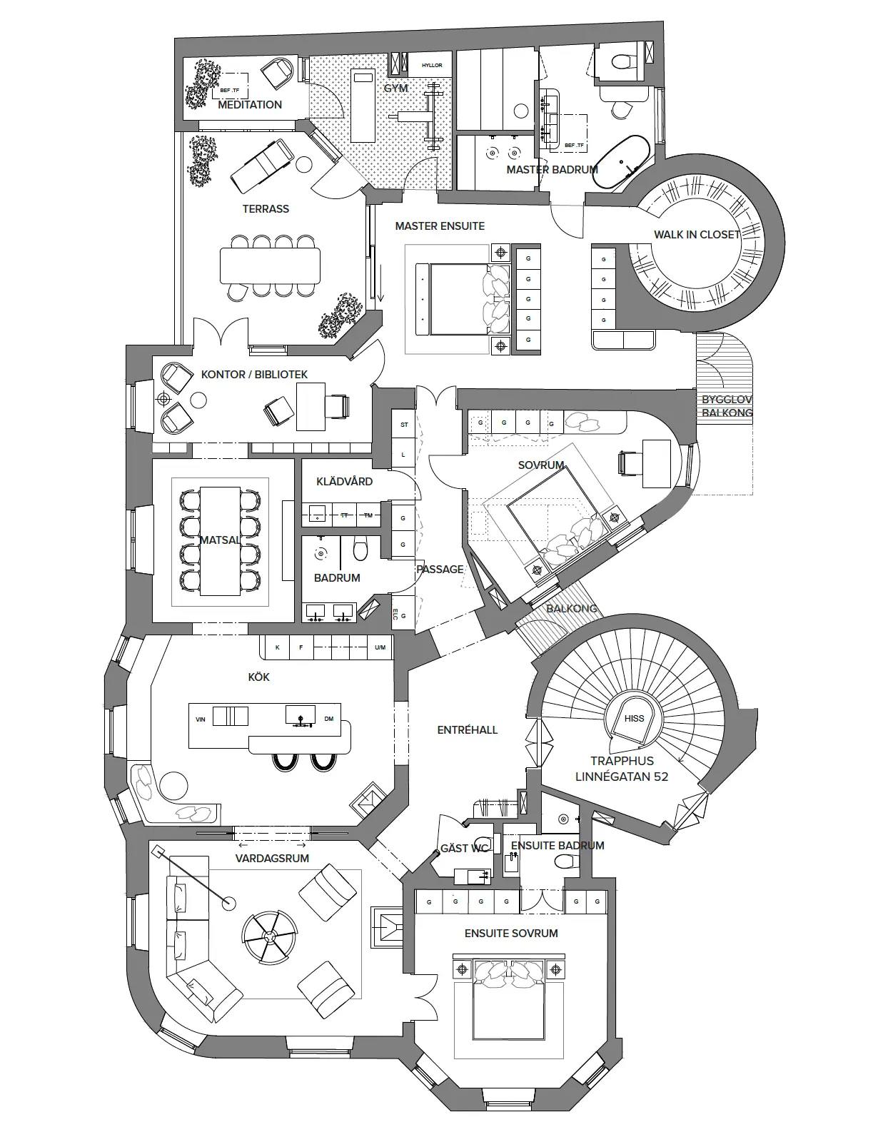 Floor plan for Linnégatan 52