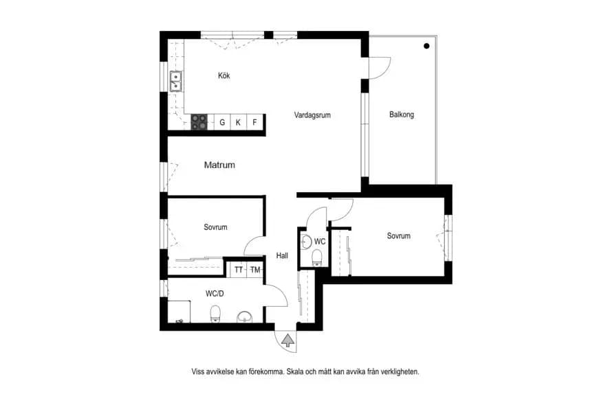 Planritning för Parkvägen 34 Lgh 1301