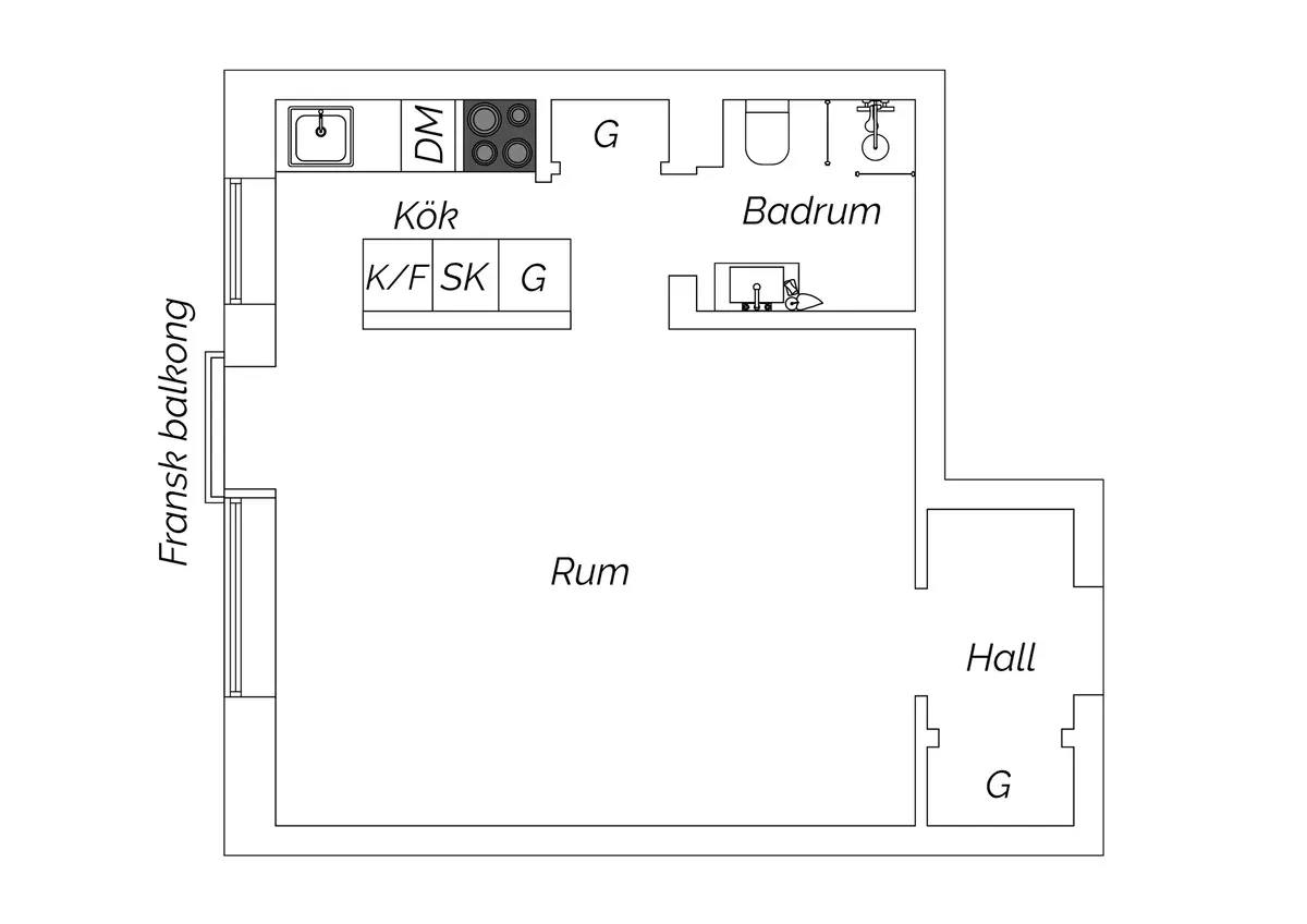Floor plan for Helgeandsgatan 18A