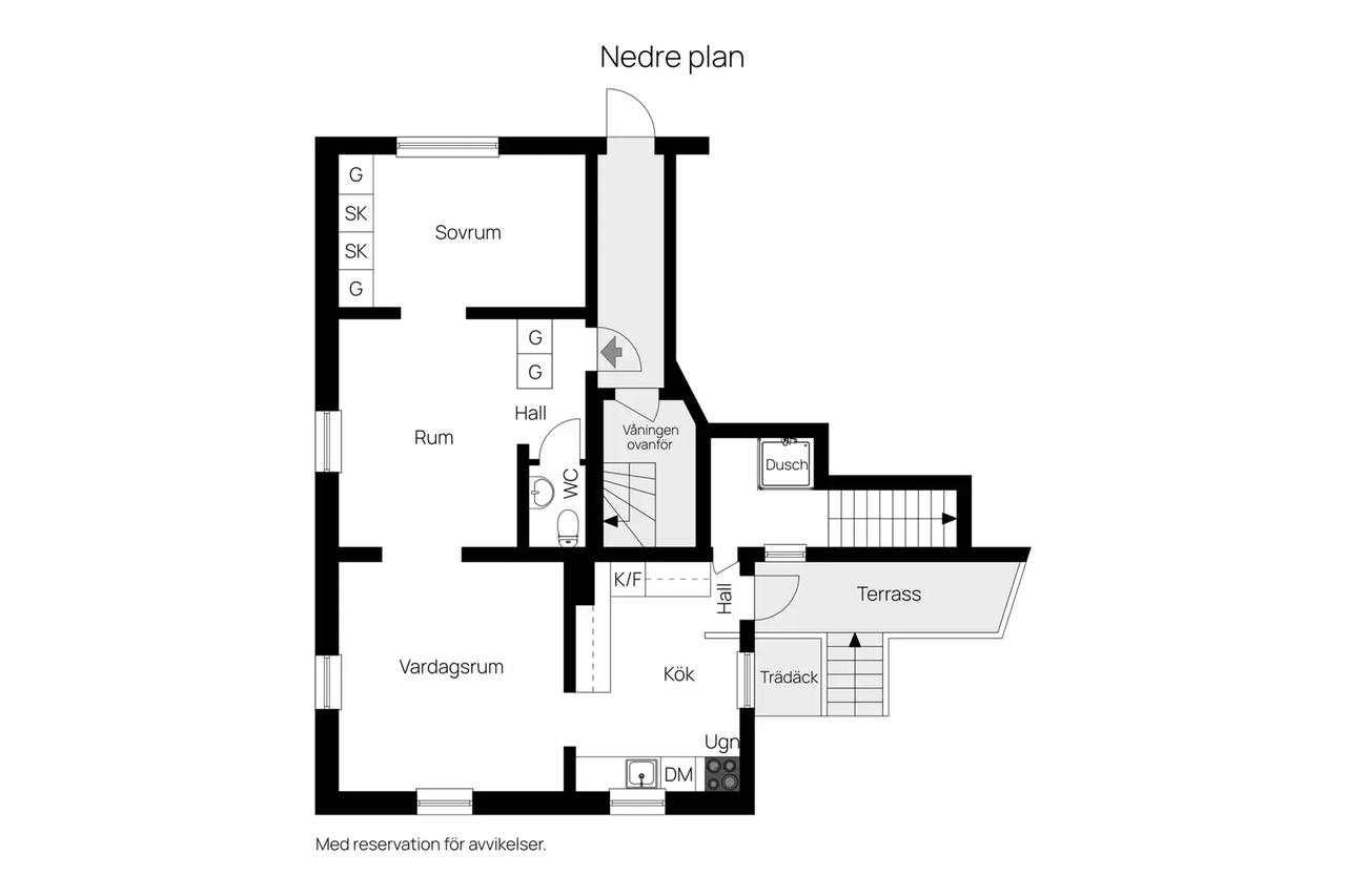 Planritning för Norra Brunnsvägen 8 b