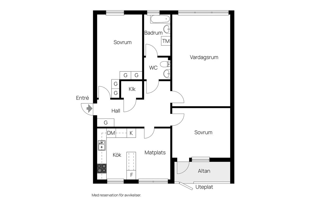 Planritning för Kvinnebyvägen 23