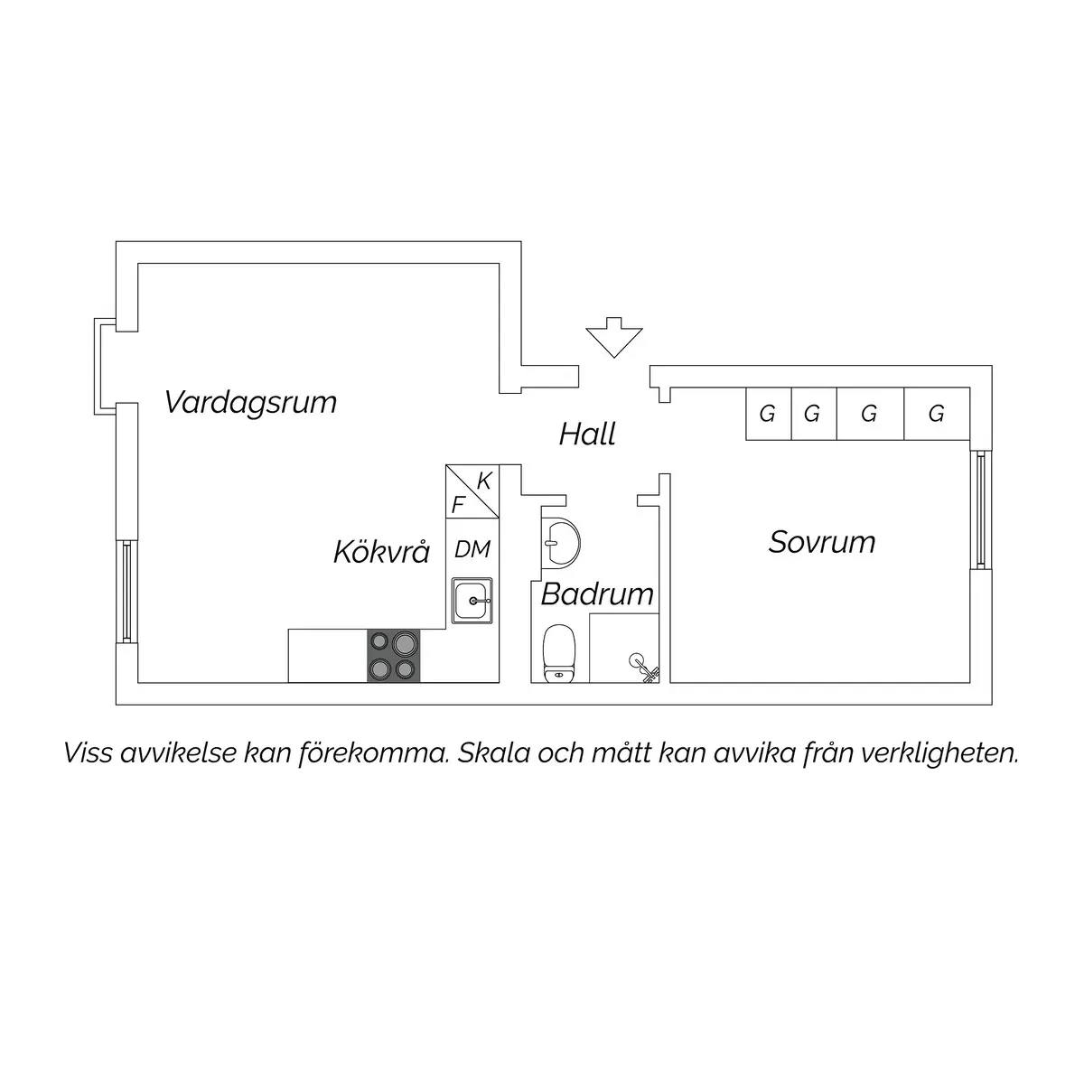 Planritning för Kopparmöllegatan 14B
