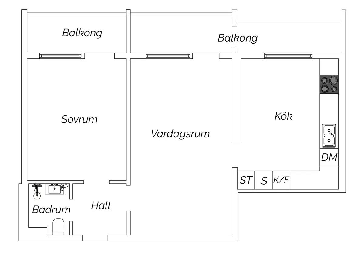 Planritning för Vårvädersvägen 6 B