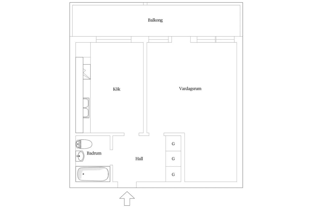 Planritning för Mellanvångsvägen 12B