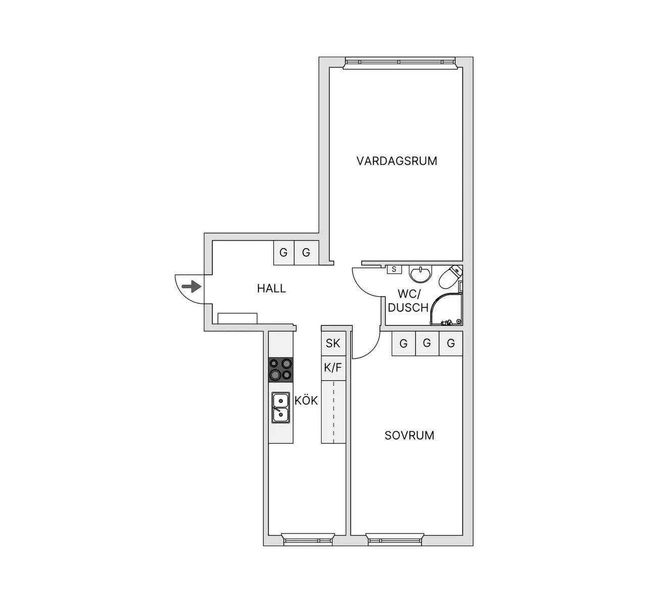 Floor plan for Arklimästaregatan 24