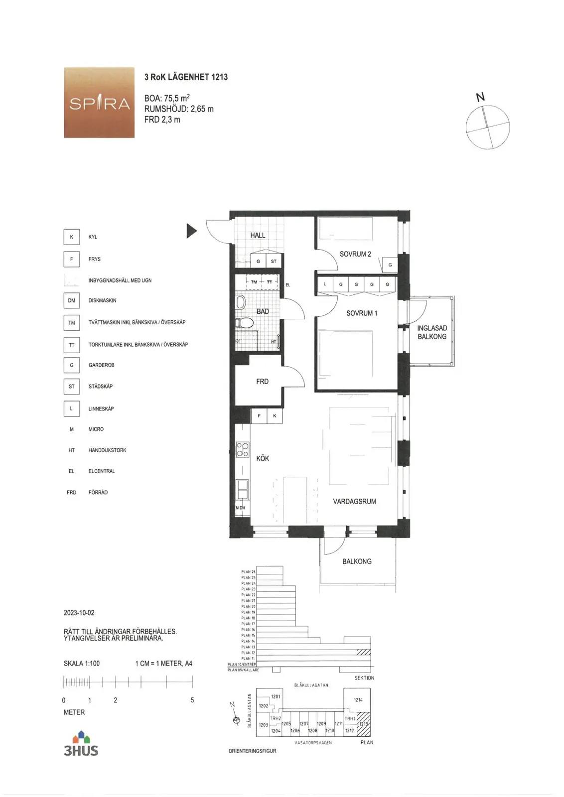 Planritning för Blåkullagatan 4B