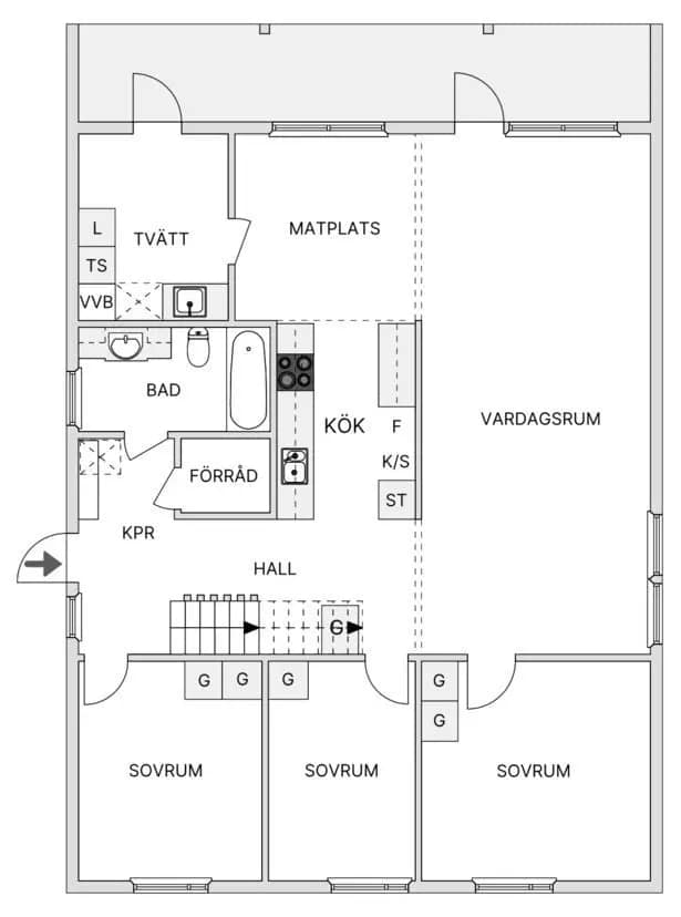 Planritning för Centralvägen 6
