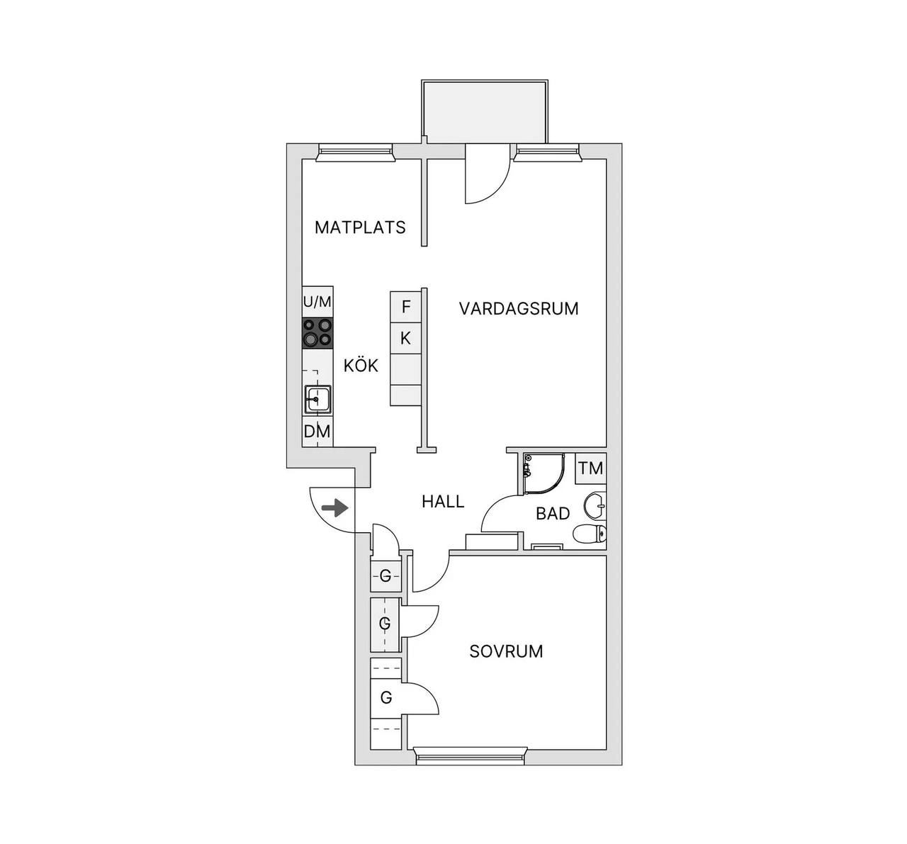 Floor plan for Mellankullagatan 10C
