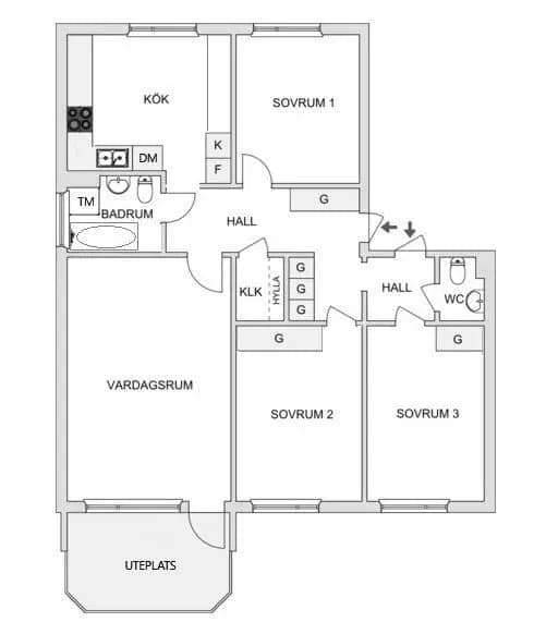 Floor plan for Vältvägen 6