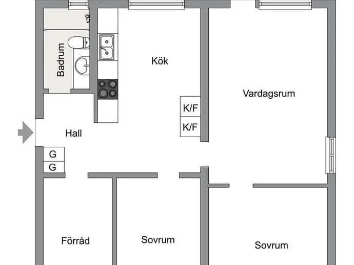 Floor plan for Helsingörsgatan 16, 2 tr