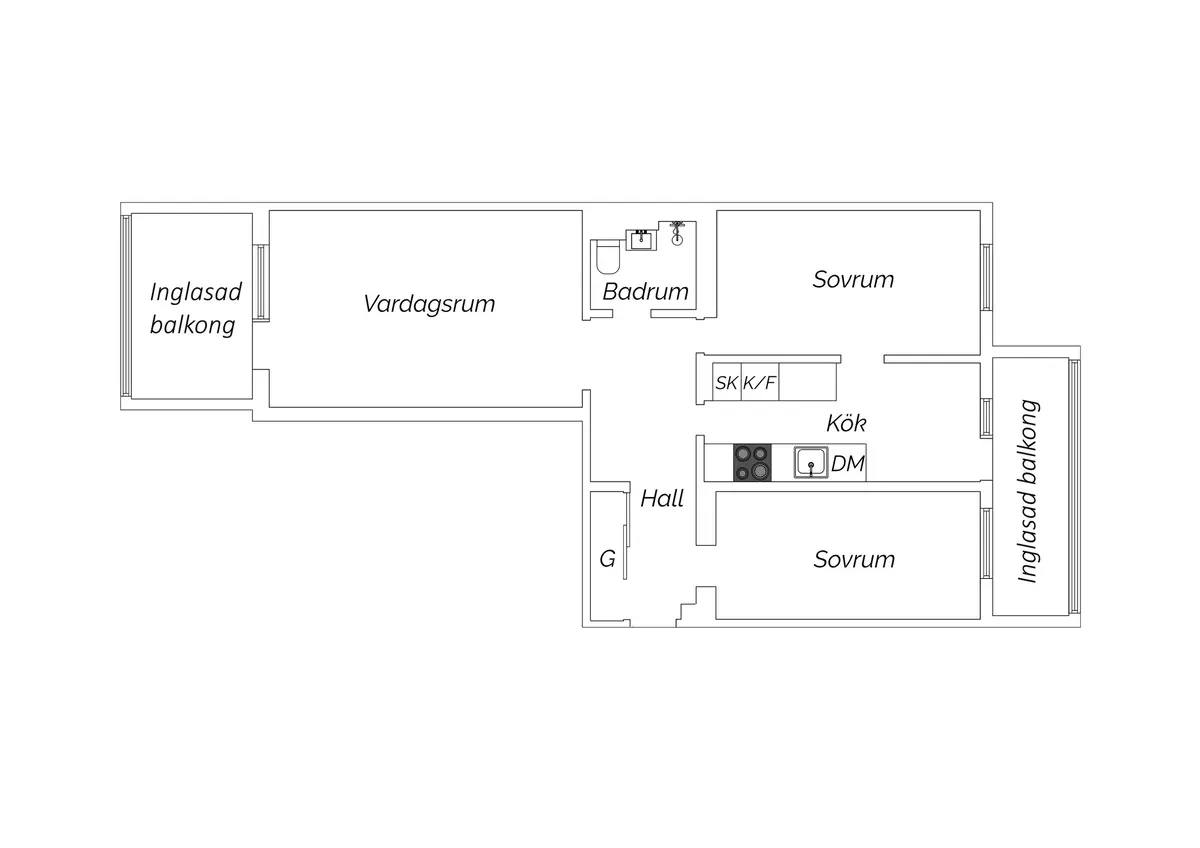 Floor plan for Per Albin Hanssons väg 52B