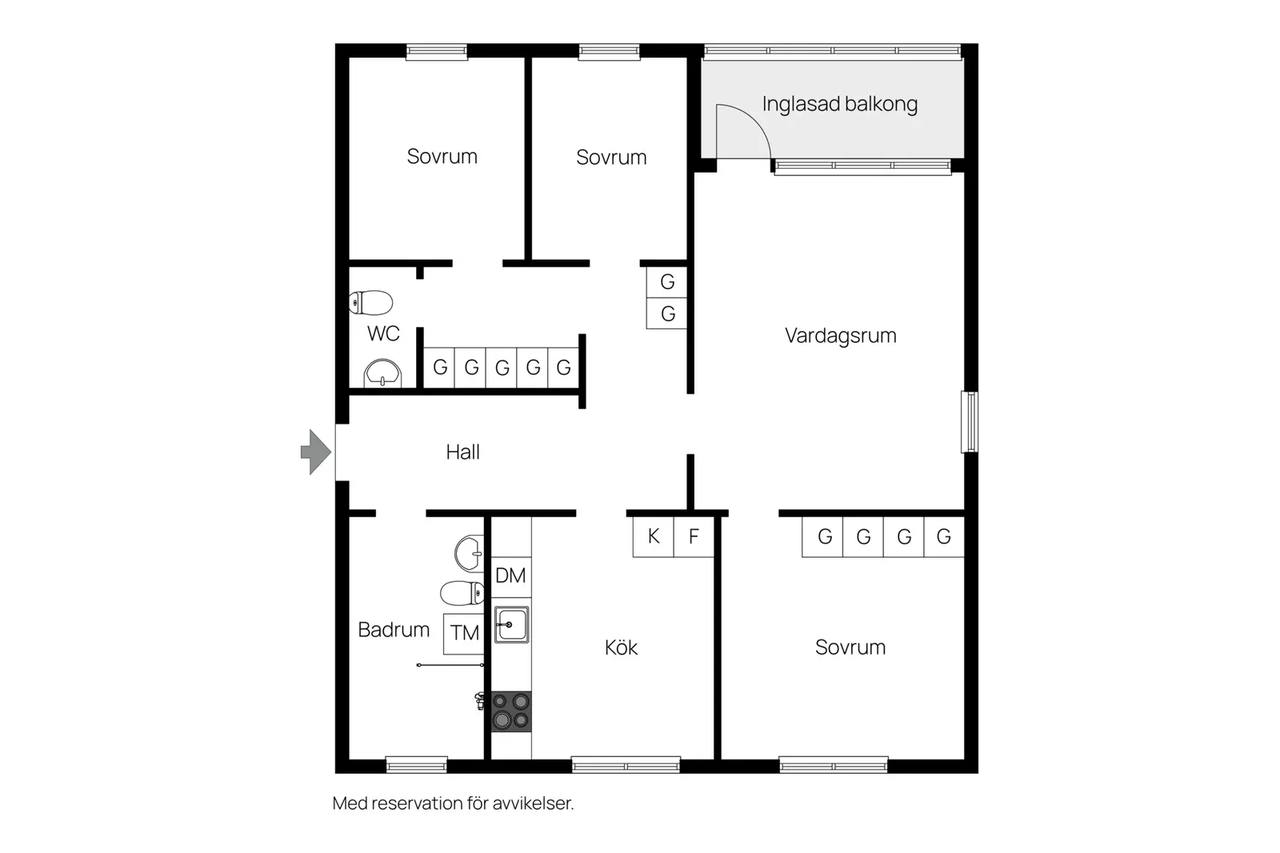 Floor plan for Utgårdsvägen 33, 1/2 trapp