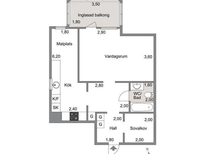 Planritning för Adolf Andersohnsgatan 3A