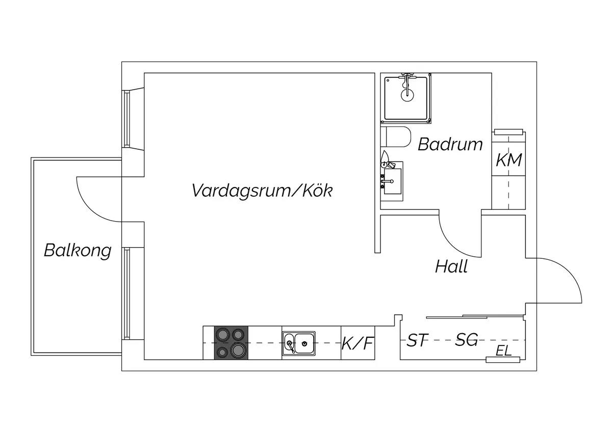 Floor plan for Långströmsgatan 4D