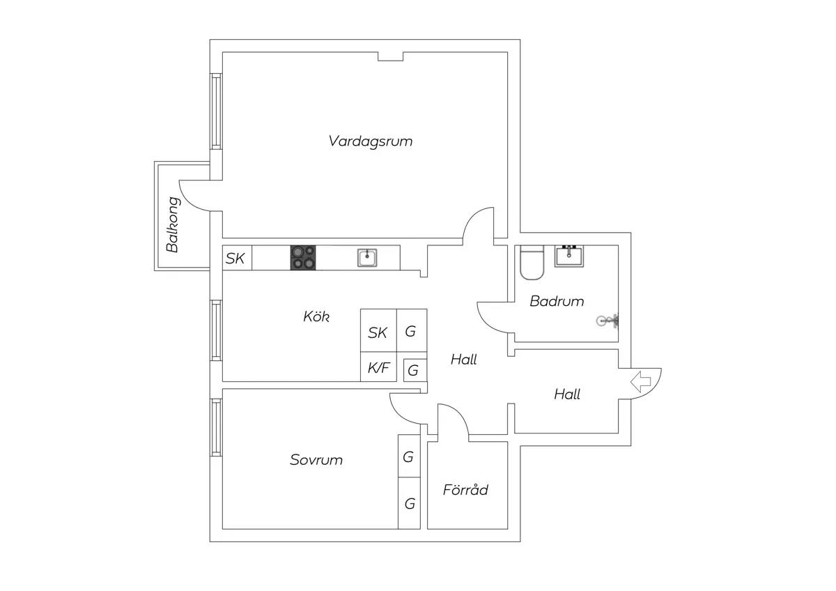 Planritning för Nysättravägen 19